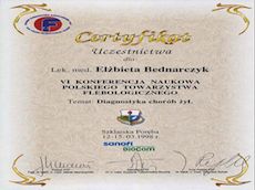 Certyfikat 6 Konferencja naukowa Polskiego Towarzystwa Flebologicznego
