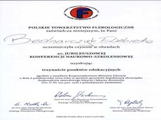 Zaświadczenie 20 Konferencja naukowo-szkoleniowa Polskiego Towarzystwa Flebologicznego