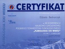 Certyfikat 19 Konferencja naukowo-szkoleniowa Polskiego Towarzystwa Flebologicznego